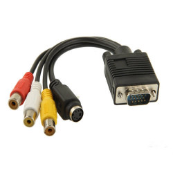 VGA - SVHS en 3 x RCA composiet adapter kabel 