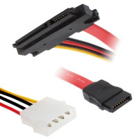 15 + 7 Pin Serial ATA Male to Female Data Power Cable for SATA HDD, Lengte: 30cm